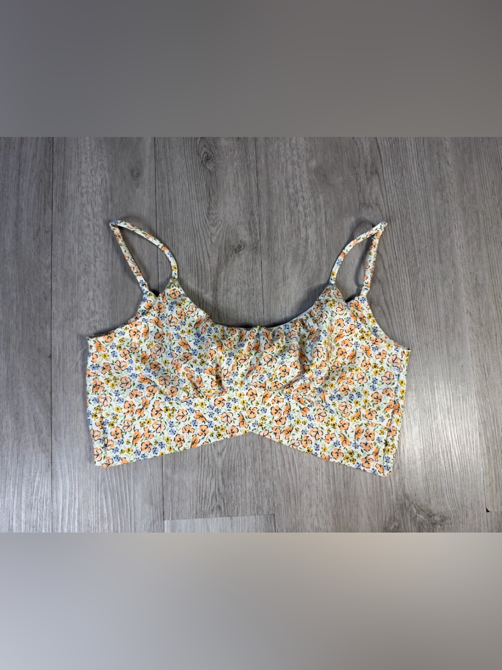 Altar’d state yellow floral cropped sleeveless tie back top size small